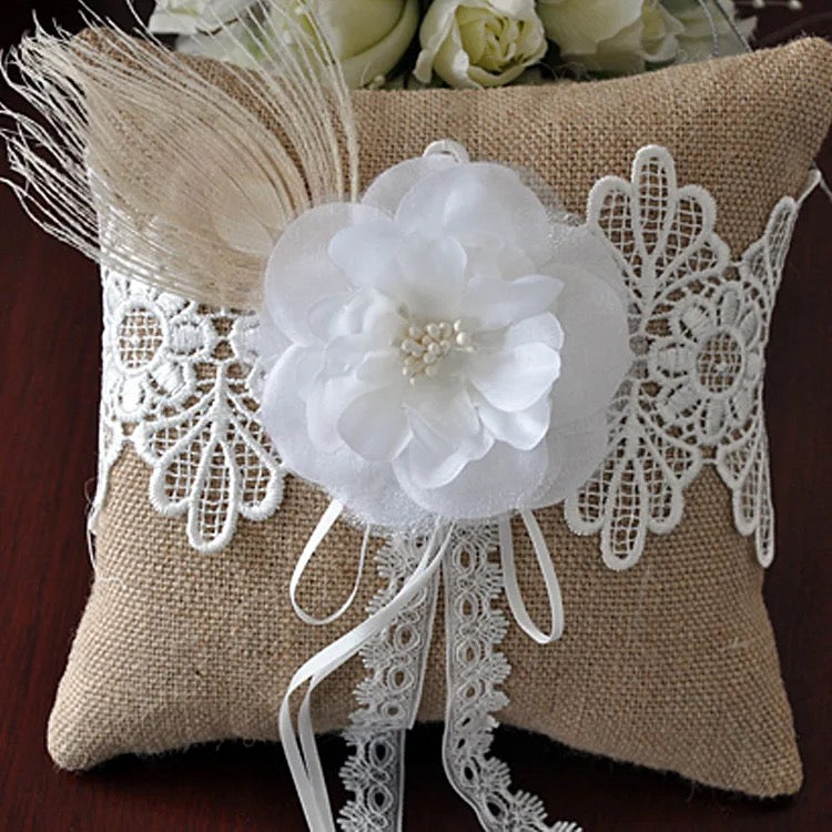 Burlap ring pillow hotsell