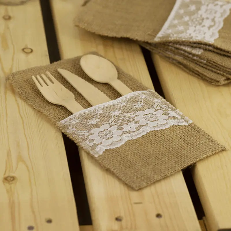 Burlap Cutlery Holder / Pocket My Wedding Store