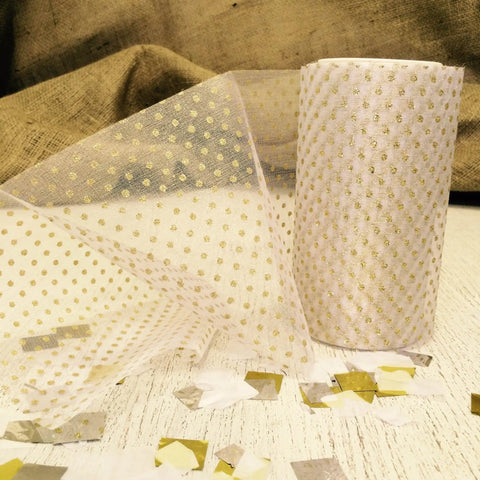 Gold Diamante Organza -150mm x 23 metres - My Wedding Store