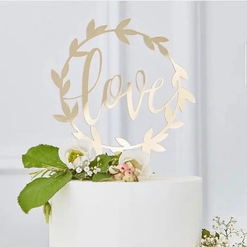‘Love’ Gold Cake Topper My Wedding Store