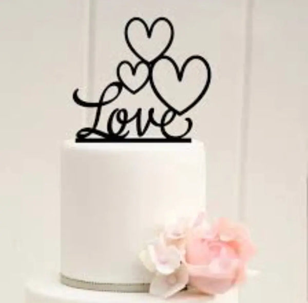 ‘Love’ Hearts Cake Topper - Black My Wedding Store