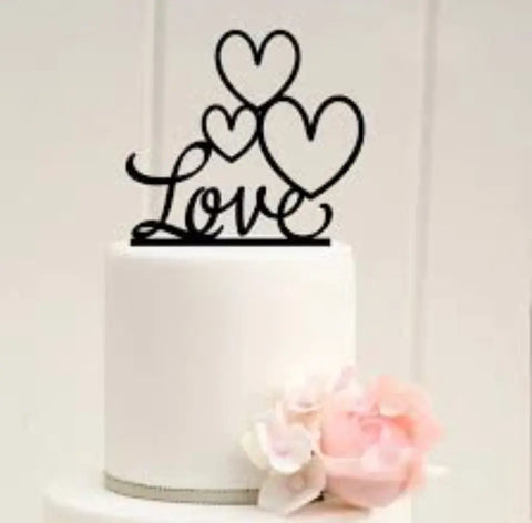 ‘Love’ Hearts Cake Topper - Black My Wedding Store