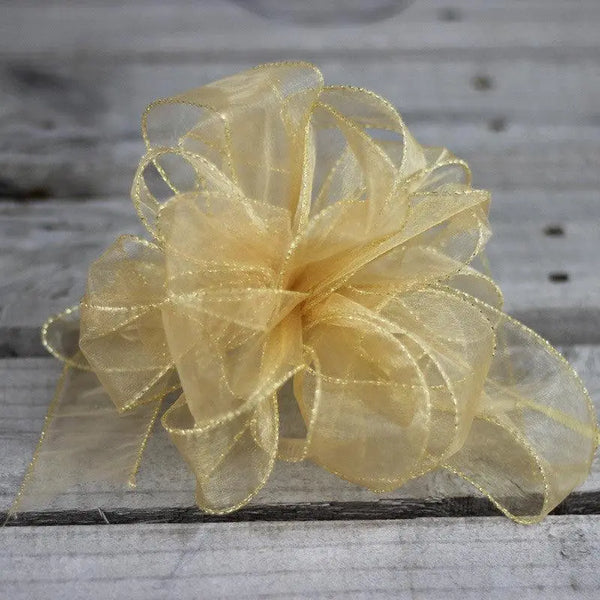 Organza Bow Gold - 5 pieces - My Wedding Store