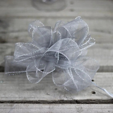 Organza Bow Silver - 5 pieces - My Wedding Store