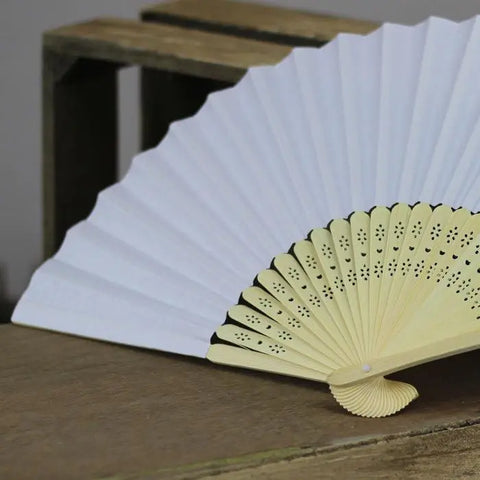 White Paper Folding Fan - My Wedding Store