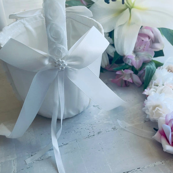 Pearl Bloom Flower Girl Basket My Wedding Store