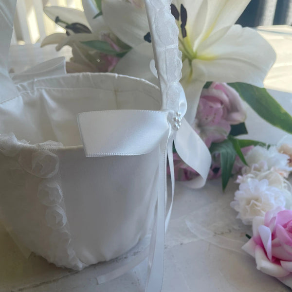Pearl Bloom Flower Girl Basket My Wedding Store