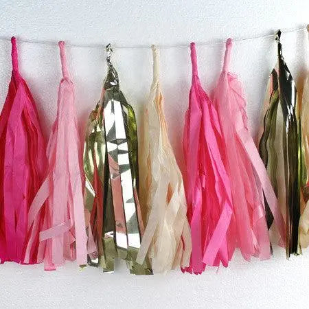 Tassel Garland - Pink, Cream & Gold - 3 metres - My Wedding Store
