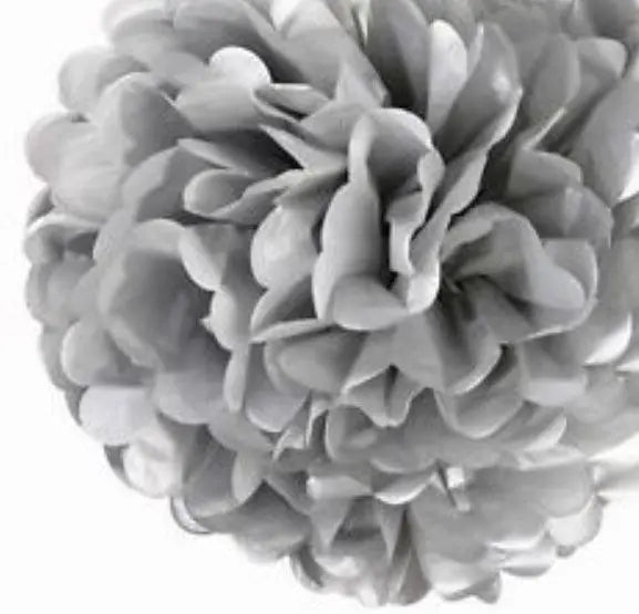 Tissue Paper Pom-Pom - Silver- Large - My Wedding Store 
