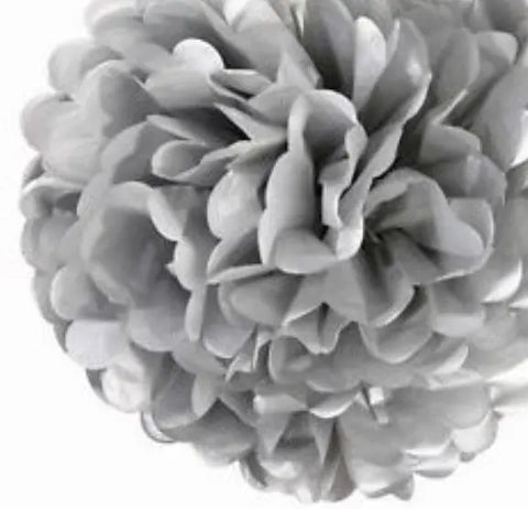 Tissue Paper Pom-Pom - Silver- Large - My Wedding Store 