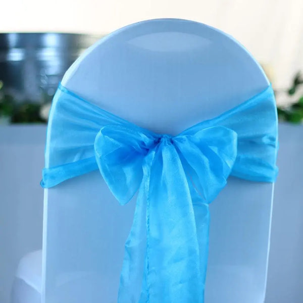 Turquoise Crystal Organza Sash (27cm x 300cm) - 10 Pieces - My Wedding Store